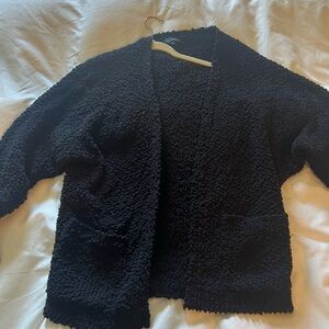 Cozy Black Textured Cardigan